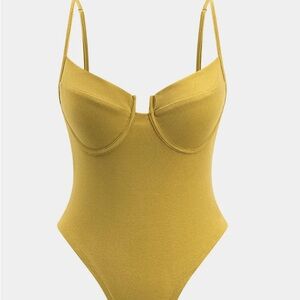 Mustard Yellow Bustier Bodysuit